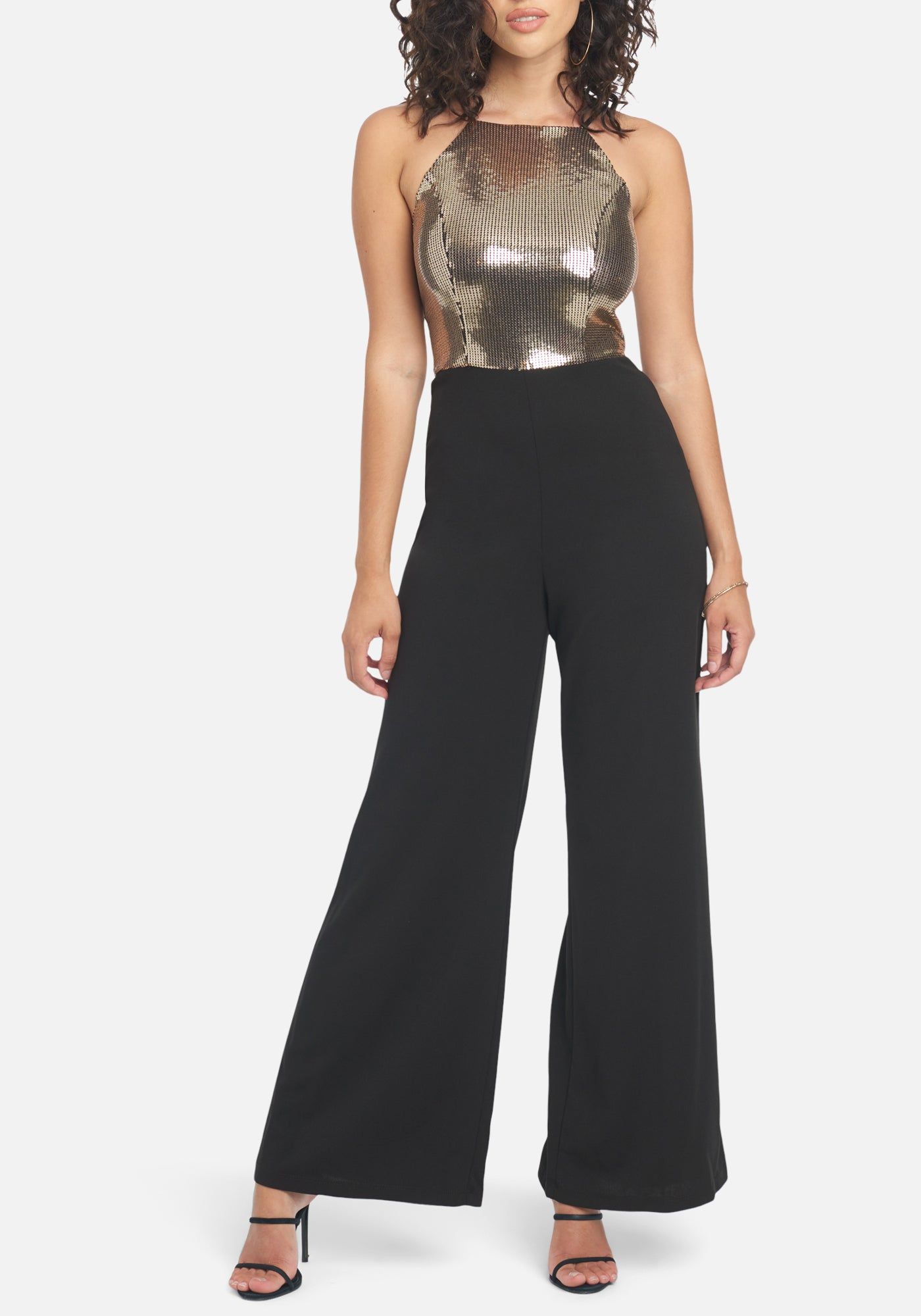 Sequin Halter Neck Jumpsuit sold by Bebe