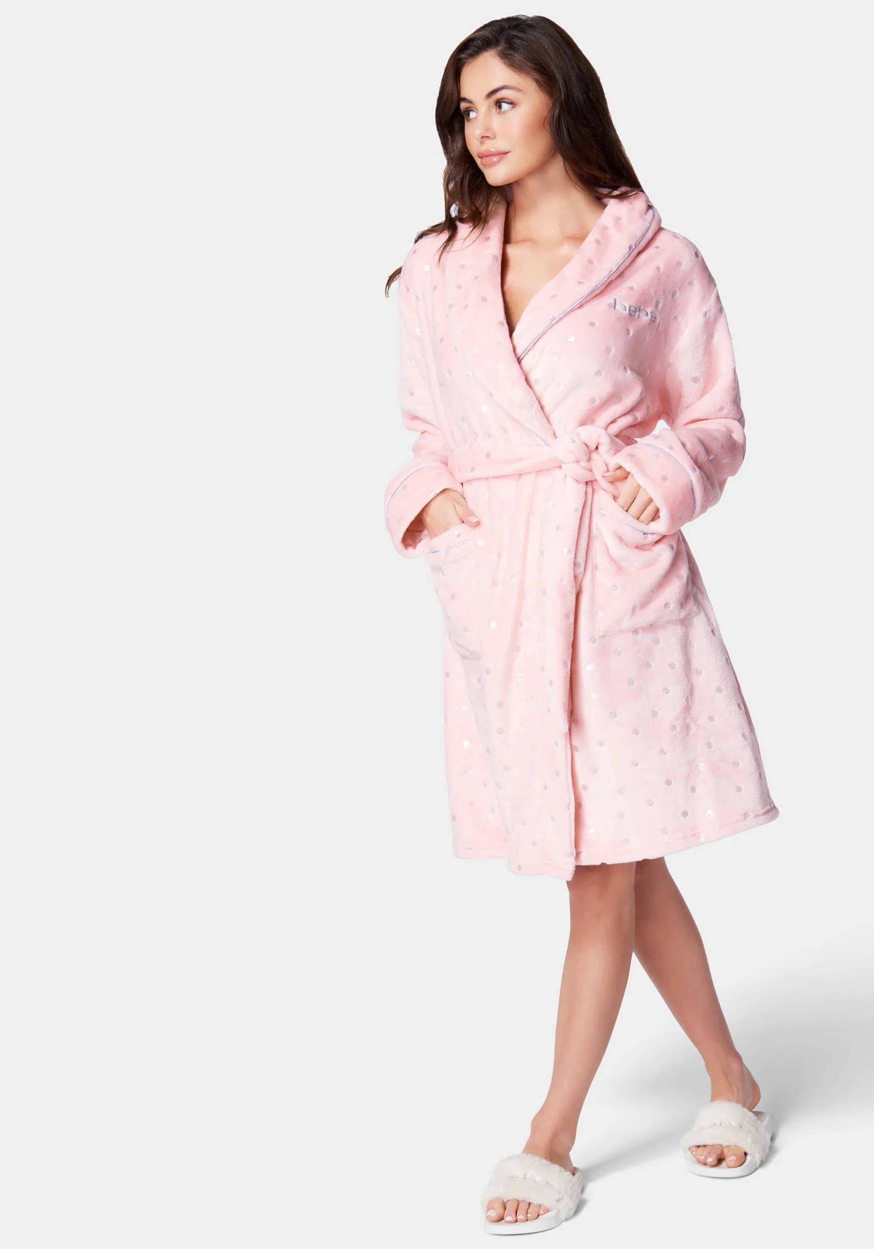 Sliver Foil Plush Robe sold by Bebe