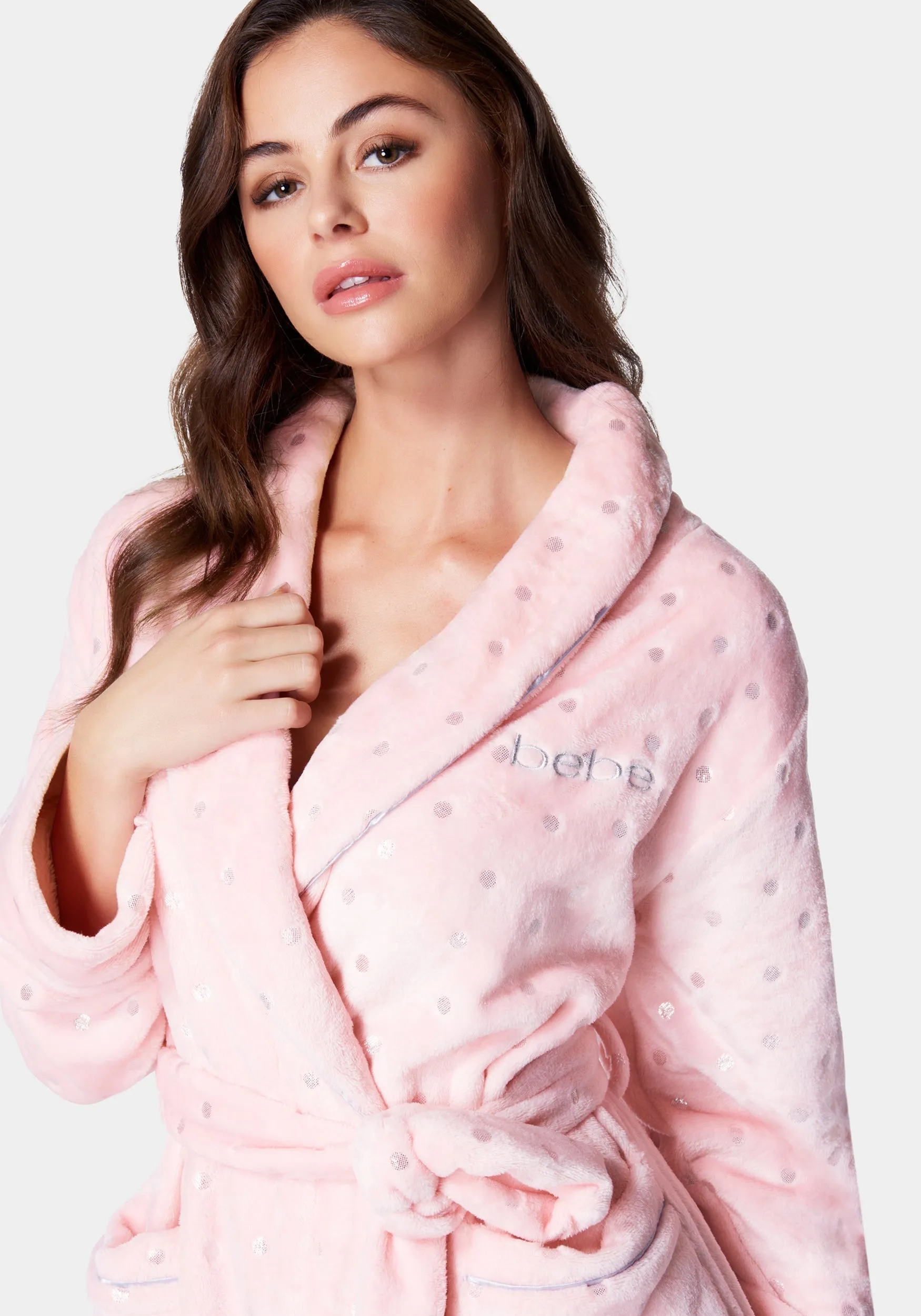 Sliver Foil Plush Robe sold by Bebe product image thumbnail 4