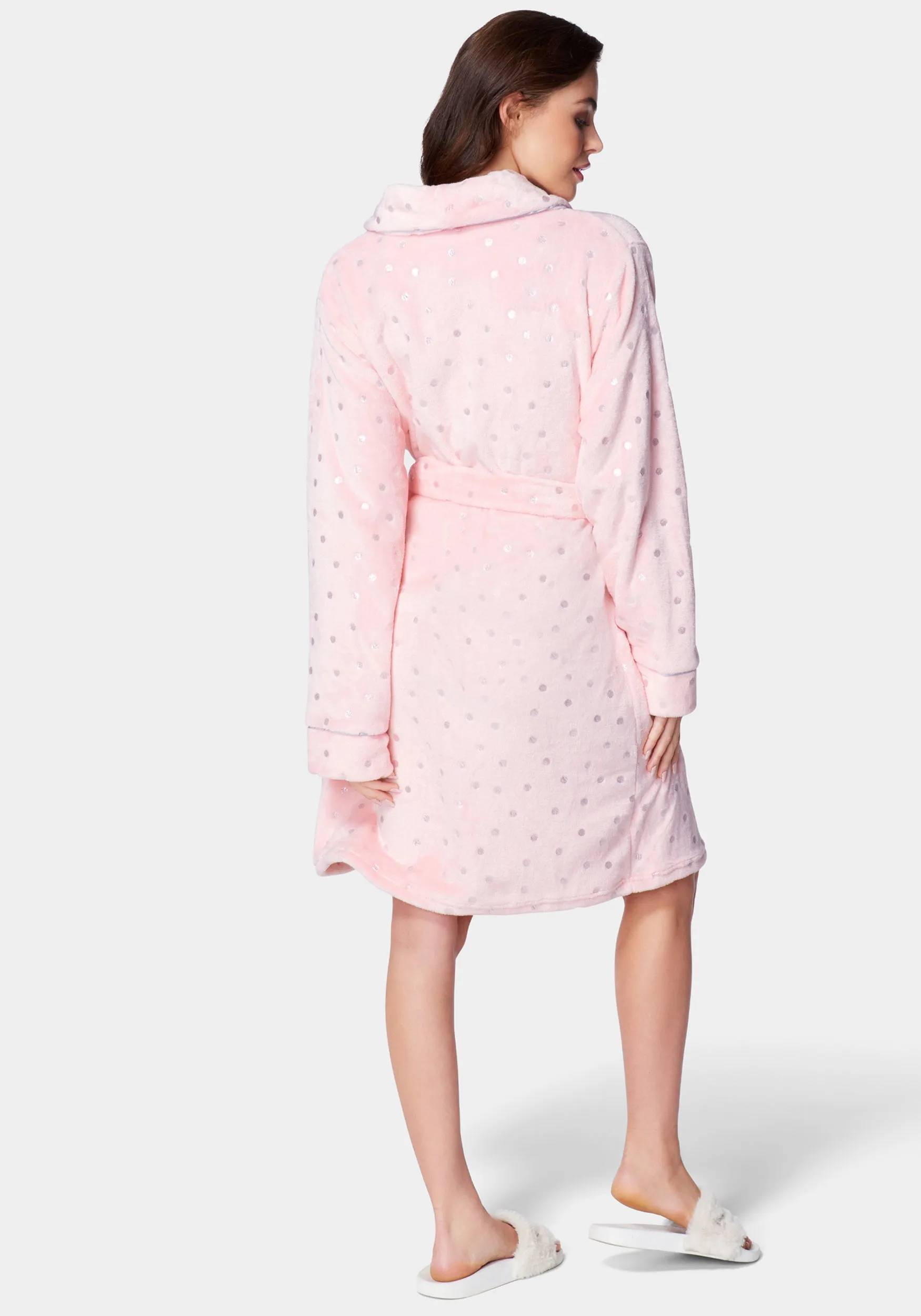 Sliver Foil Plush Robe sold by Bebe product image thumbnail 3