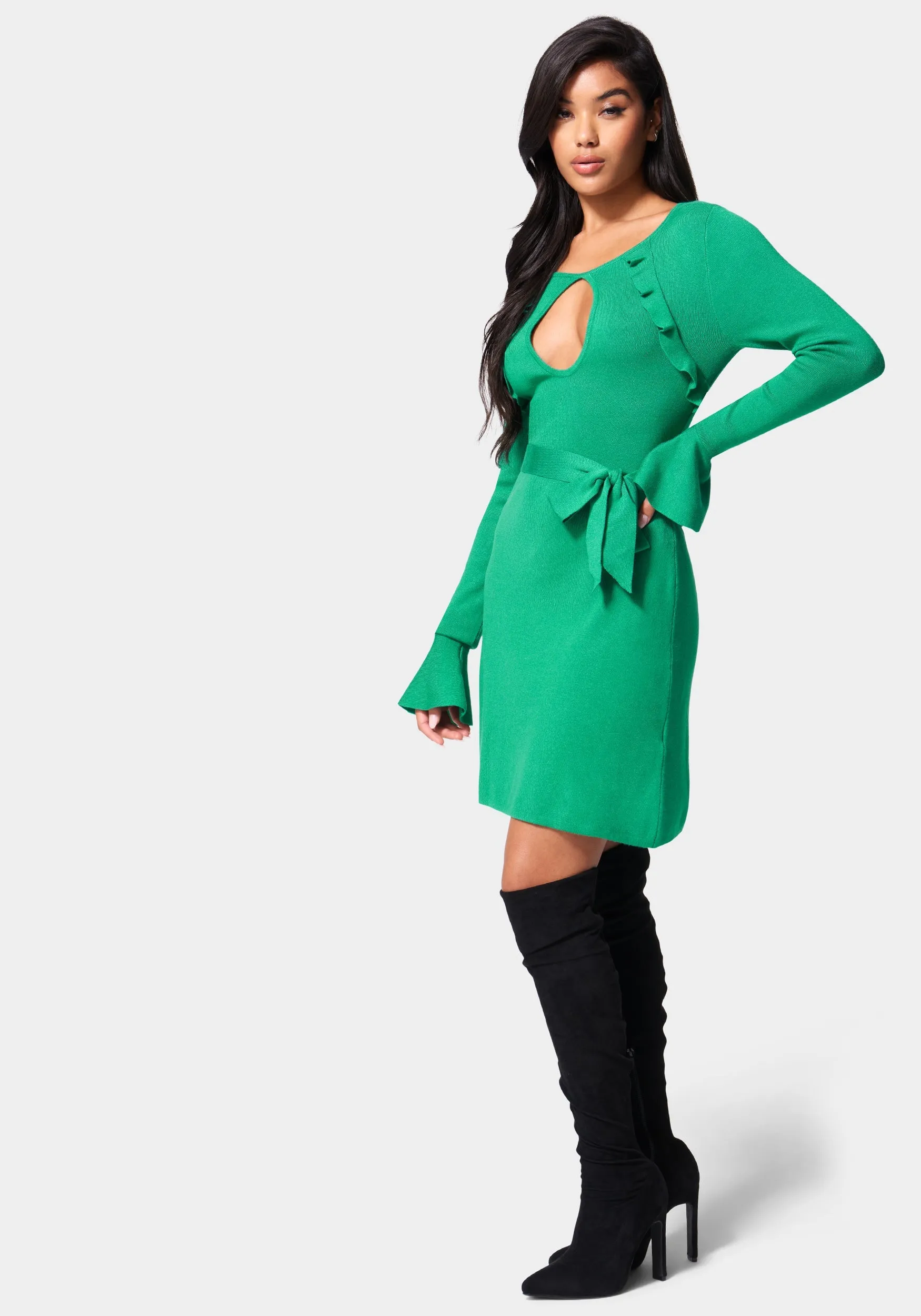 Bell Sleeve Belted Sweater Dress sold by Bebe product image thumbnail 2