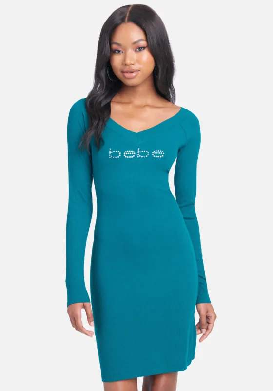 Crystal Logo Long Sleeve Dress sold by Bebe
