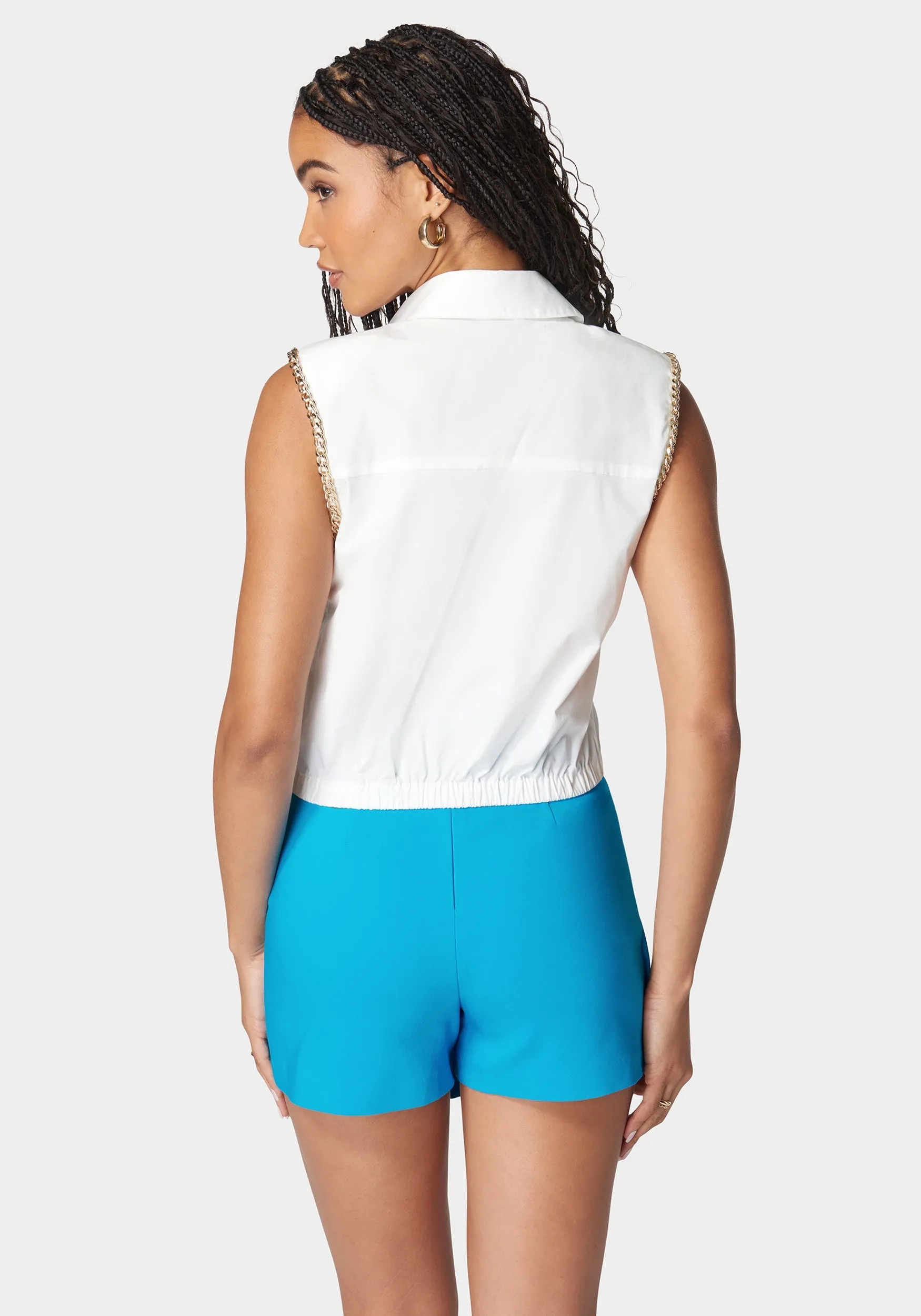 Trim Detail Sleeveless Poplin Top sold by Bebe product image thumbnail 3