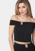 Off Shoulder Metal Trim Top And Skirt sold by Bebe