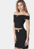 Off Shoulder Metal Trim Top And Skirt sold by Bebe