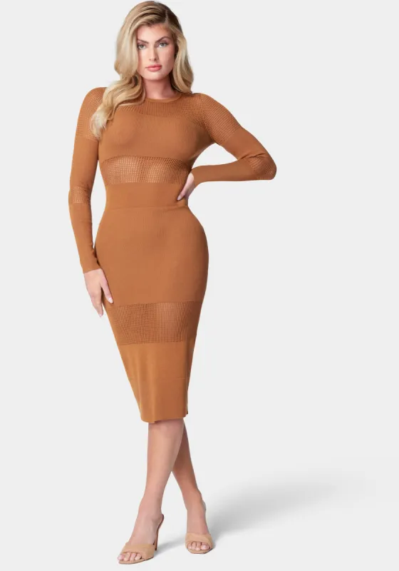 Pointelle Panel Midi Dress sold by Bebe
