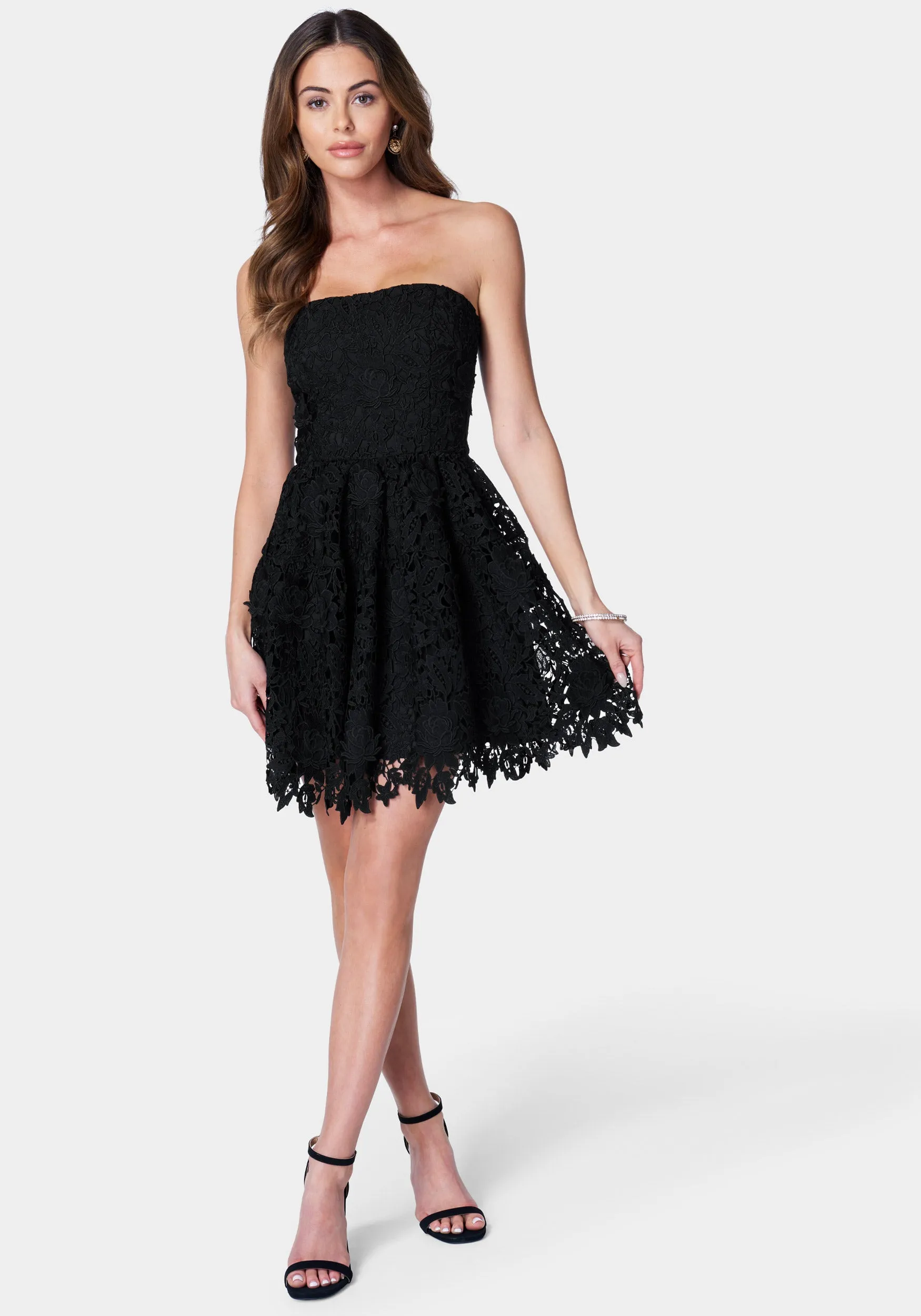Strapless Lace Cupcake Dress sold by Bebe