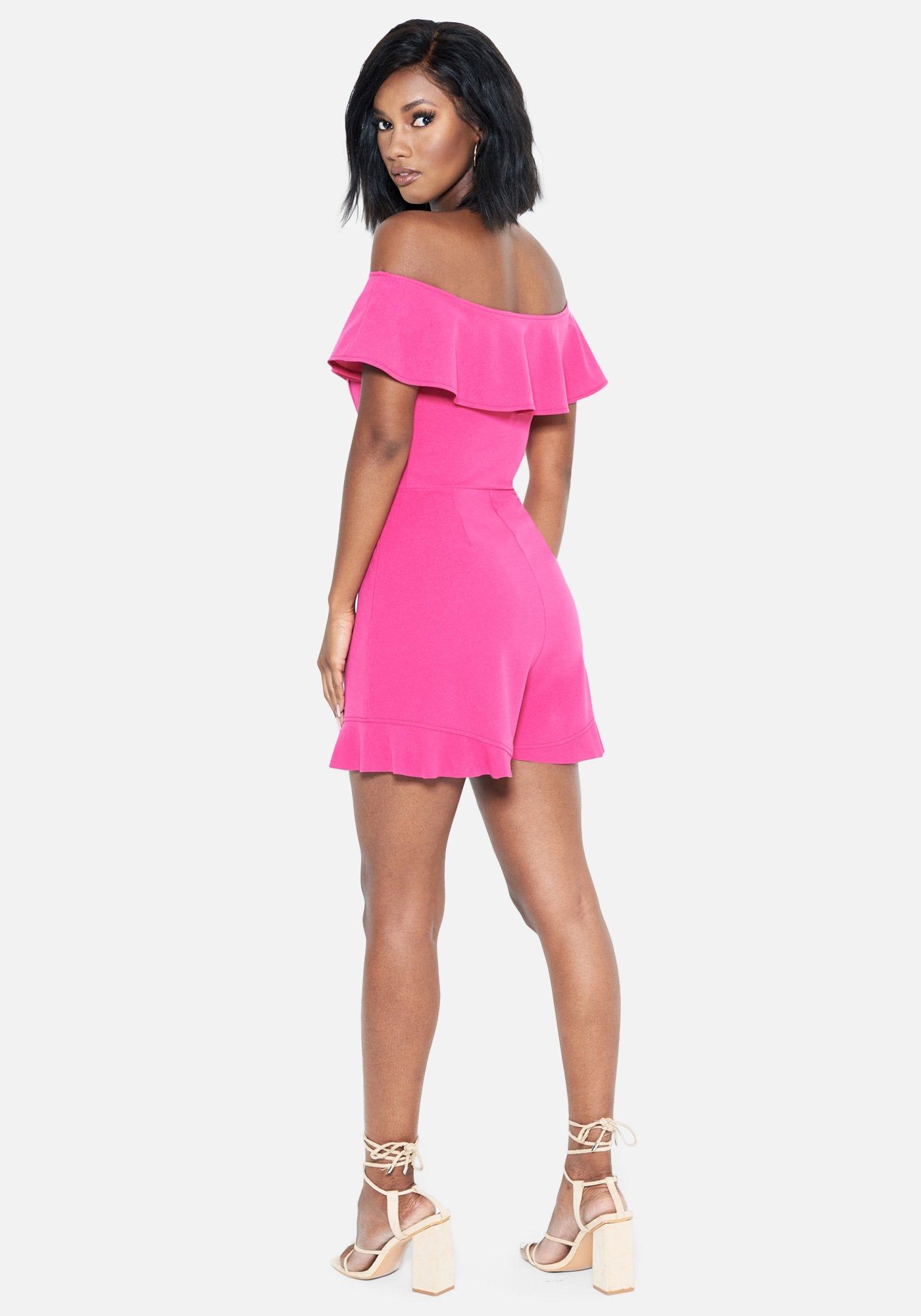 Ruffle Off Shoulder Romper sold by Bebe product image thumbnail 3