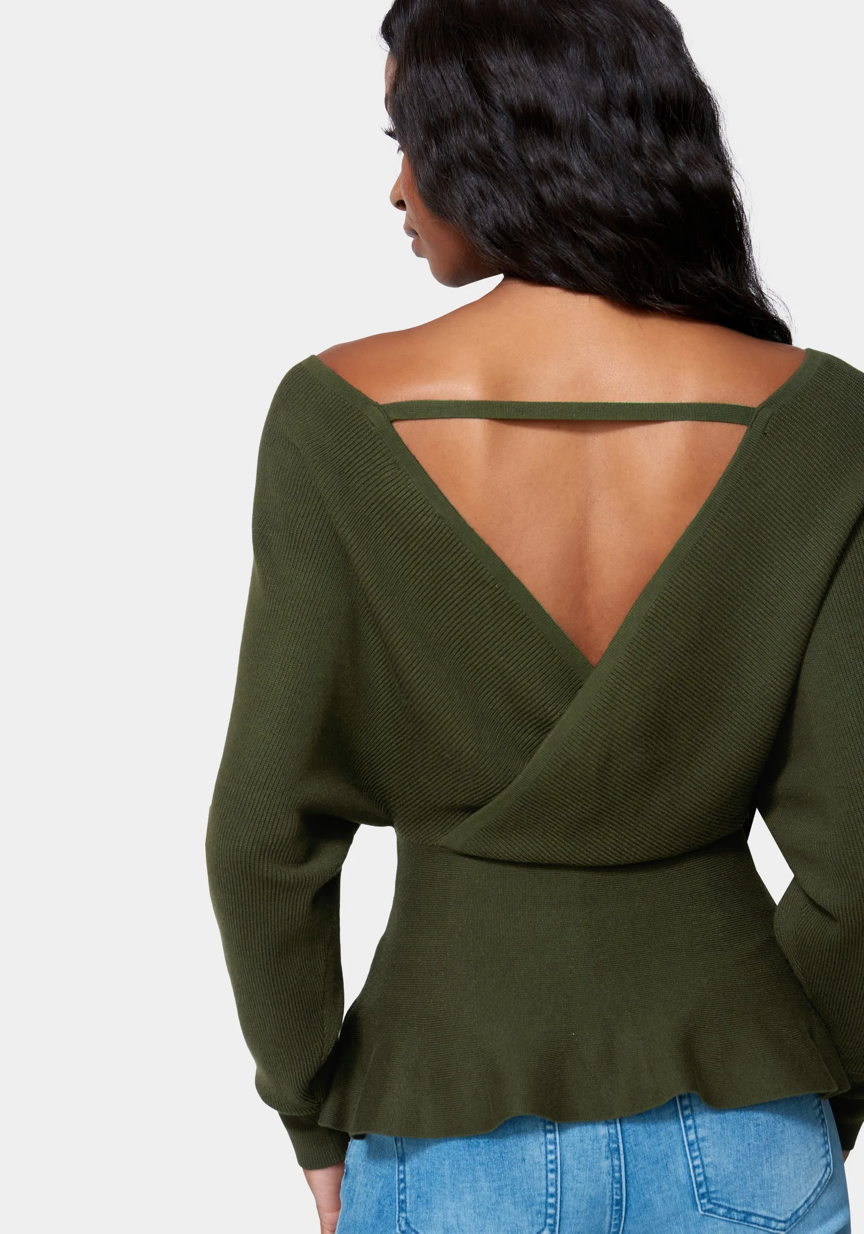 Cross Front Peplum Sweater sold by Bebe product image thumbnail 3