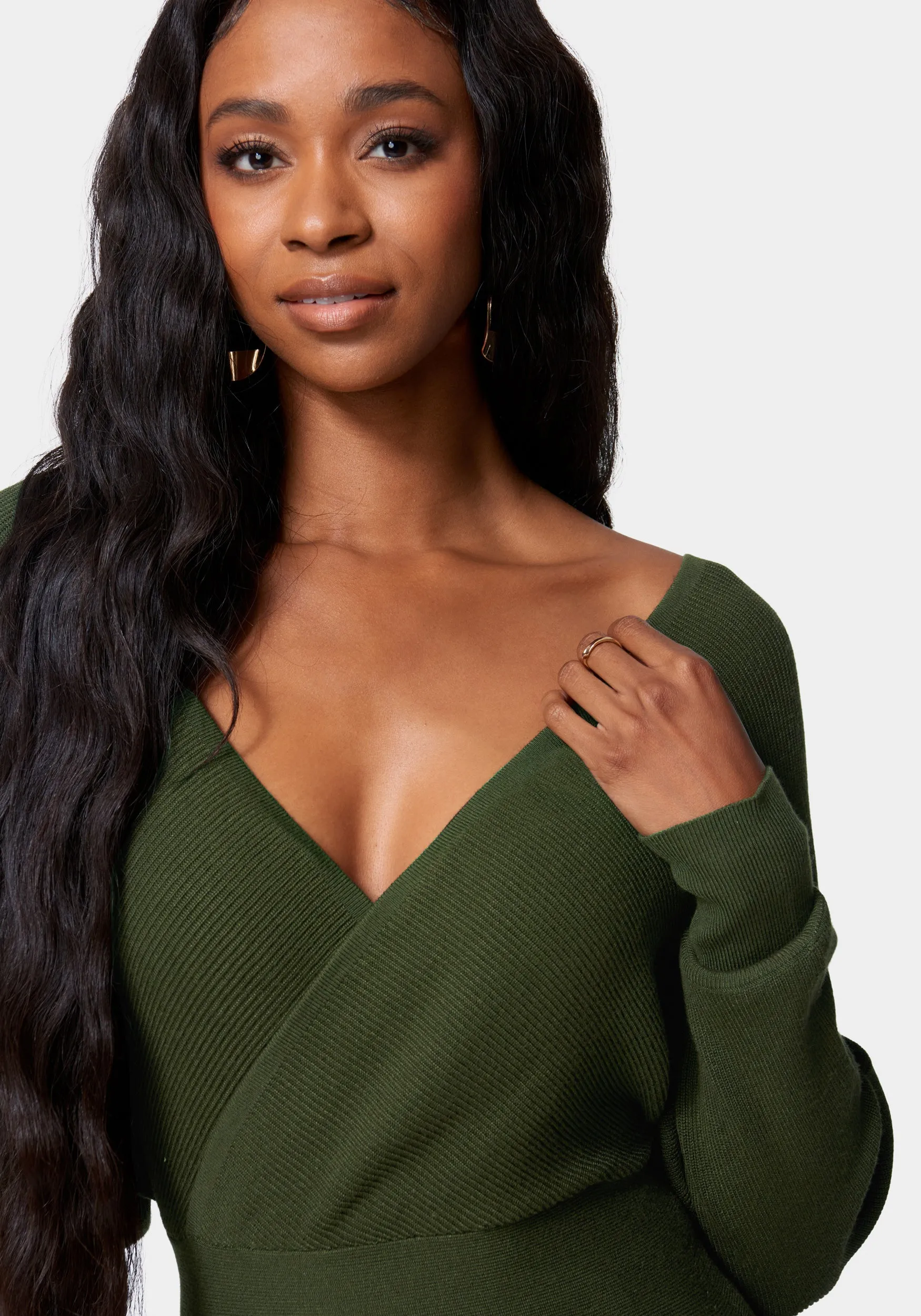 Cross Front Peplum Sweater sold by Bebe product image thumbnail 4