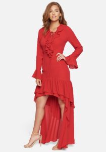 Ruffled Hi-Lo Gown sold by Bebe