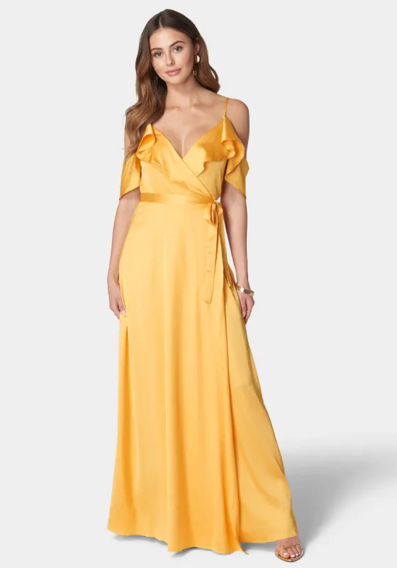 Cold Shoulder Ruffle Maxi Dress sold by Bebe