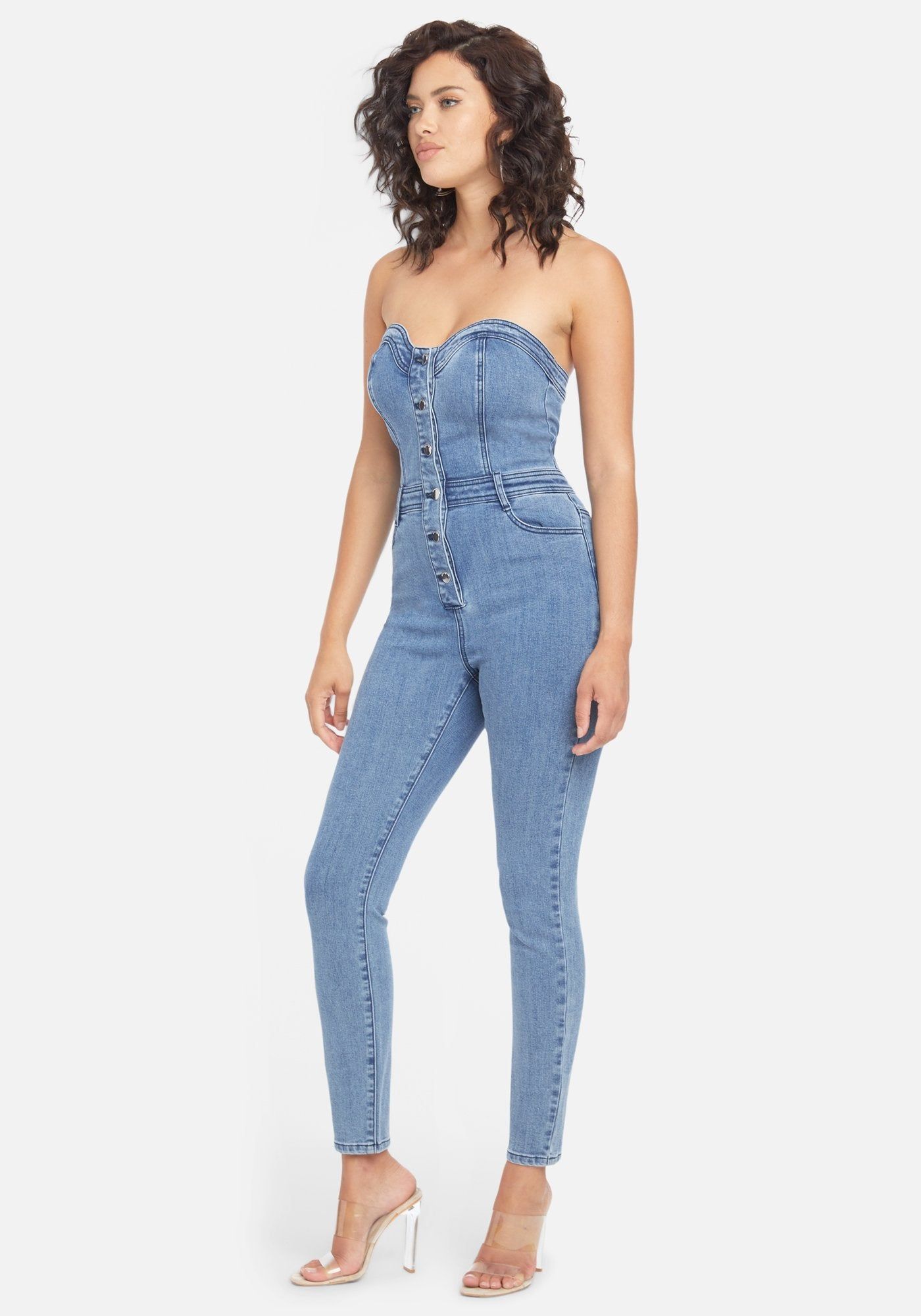 Sweetheart Denim Skinny Jumpsuit sold by Bebe product image thumbnail 2