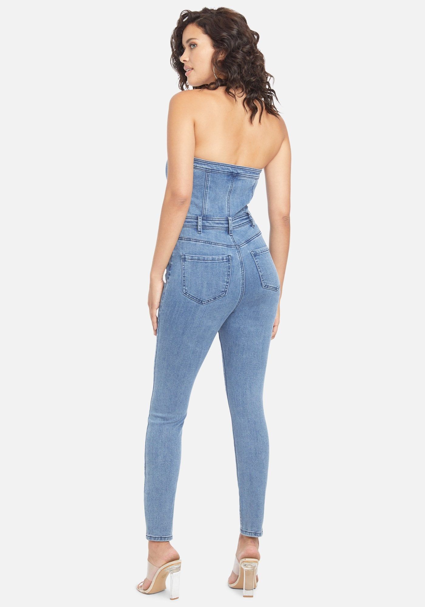 Sweetheart Denim Skinny Jumpsuit sold by Bebe product image thumbnail 3