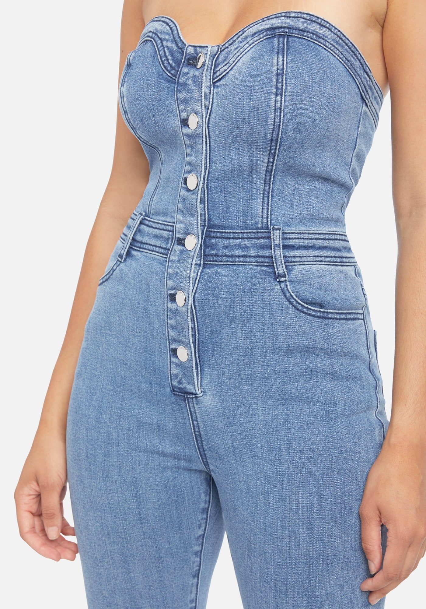 Sweetheart Denim Skinny Jumpsuit sold by Bebe product image thumbnail 4