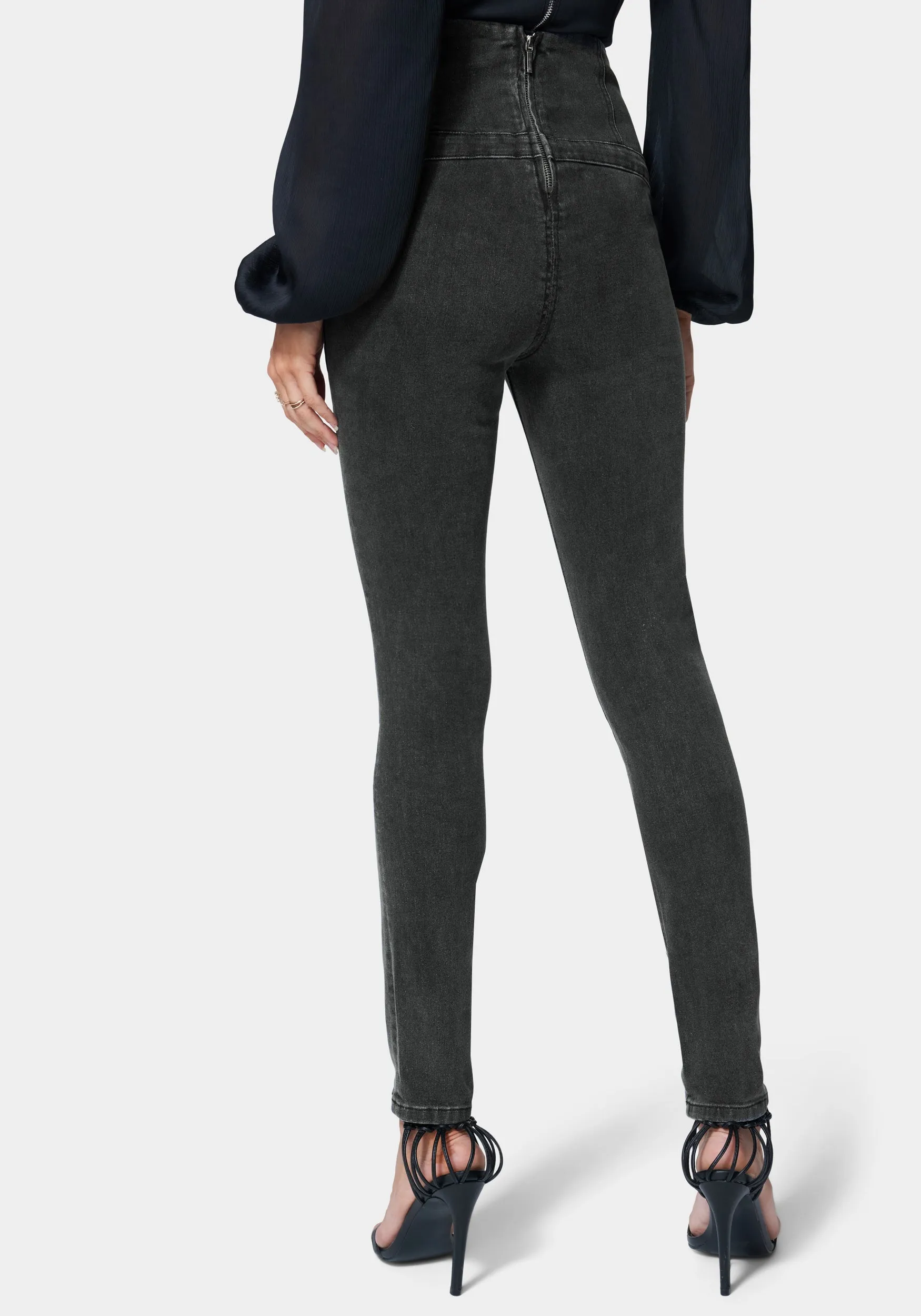 High Waisted Button Detail Skinny Jeans sold by Bebe product image thumbnail 2