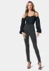 High Waisted Button Detail Skinny Jeans sold by Bebe