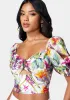 Puff Sleeve Front Keyhole Woven Top sold by Bebe
