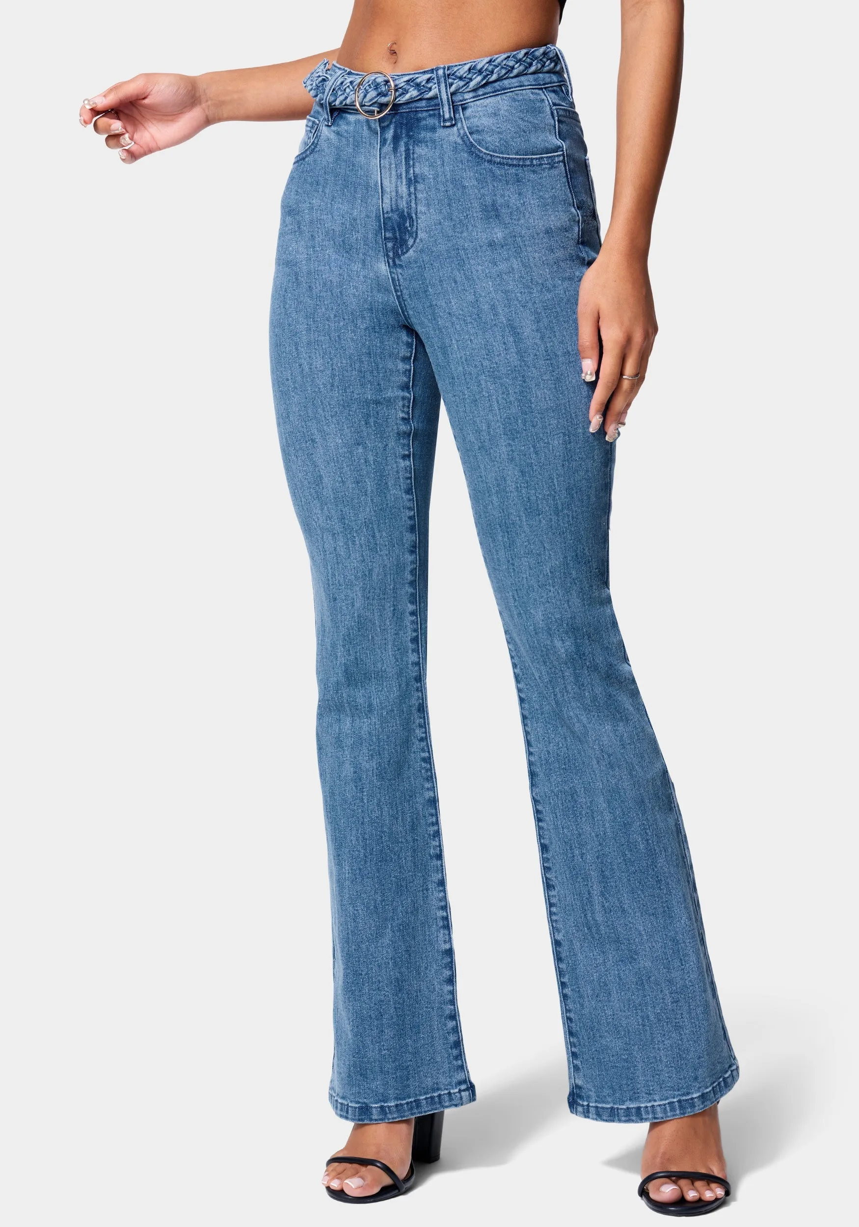 Braided Belt Flared Denim Jean sold by Bebe product image thumbnail 2