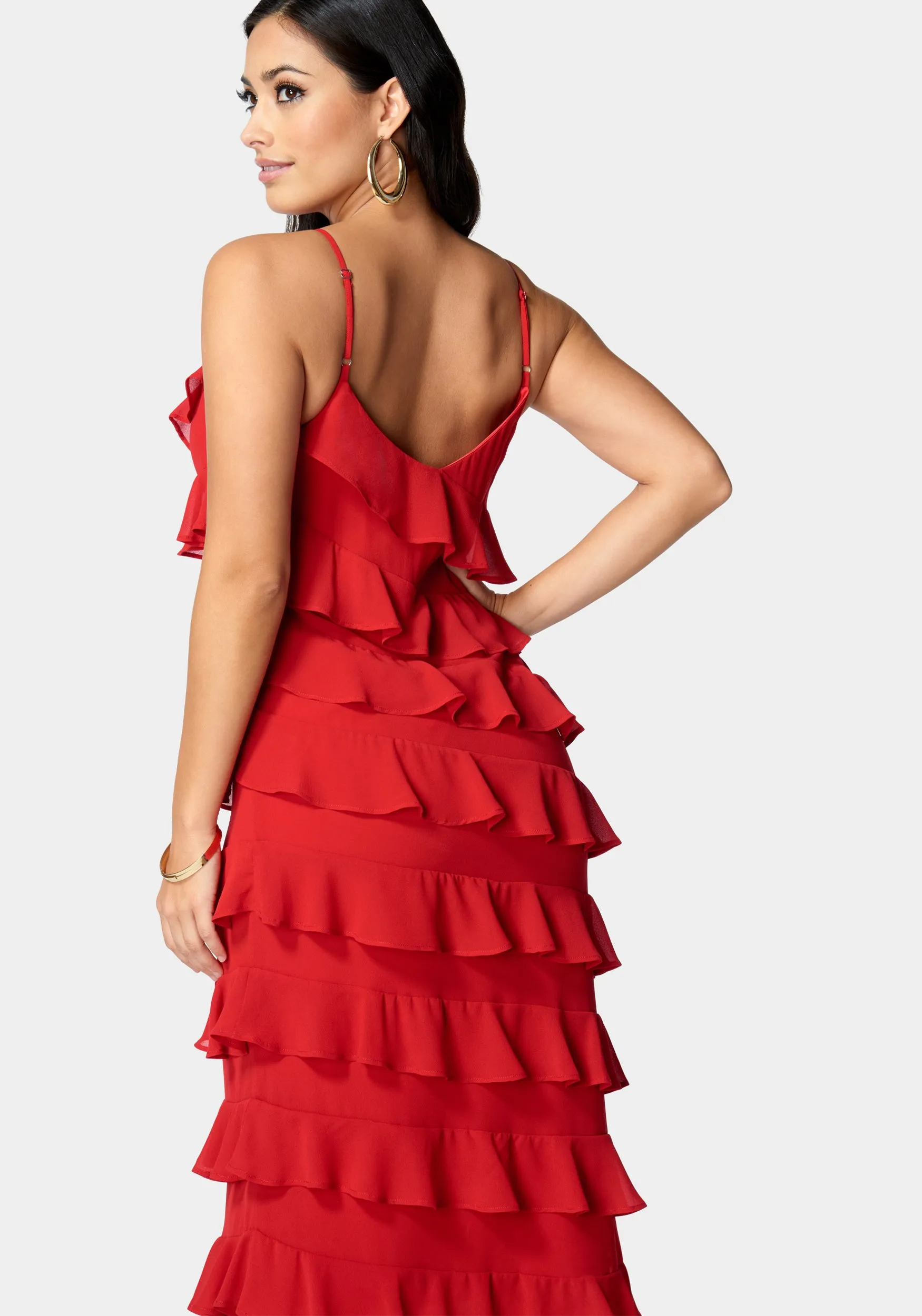 Ruffle Side Slit Maxi Dress sold by Bebe product image thumbnail 3