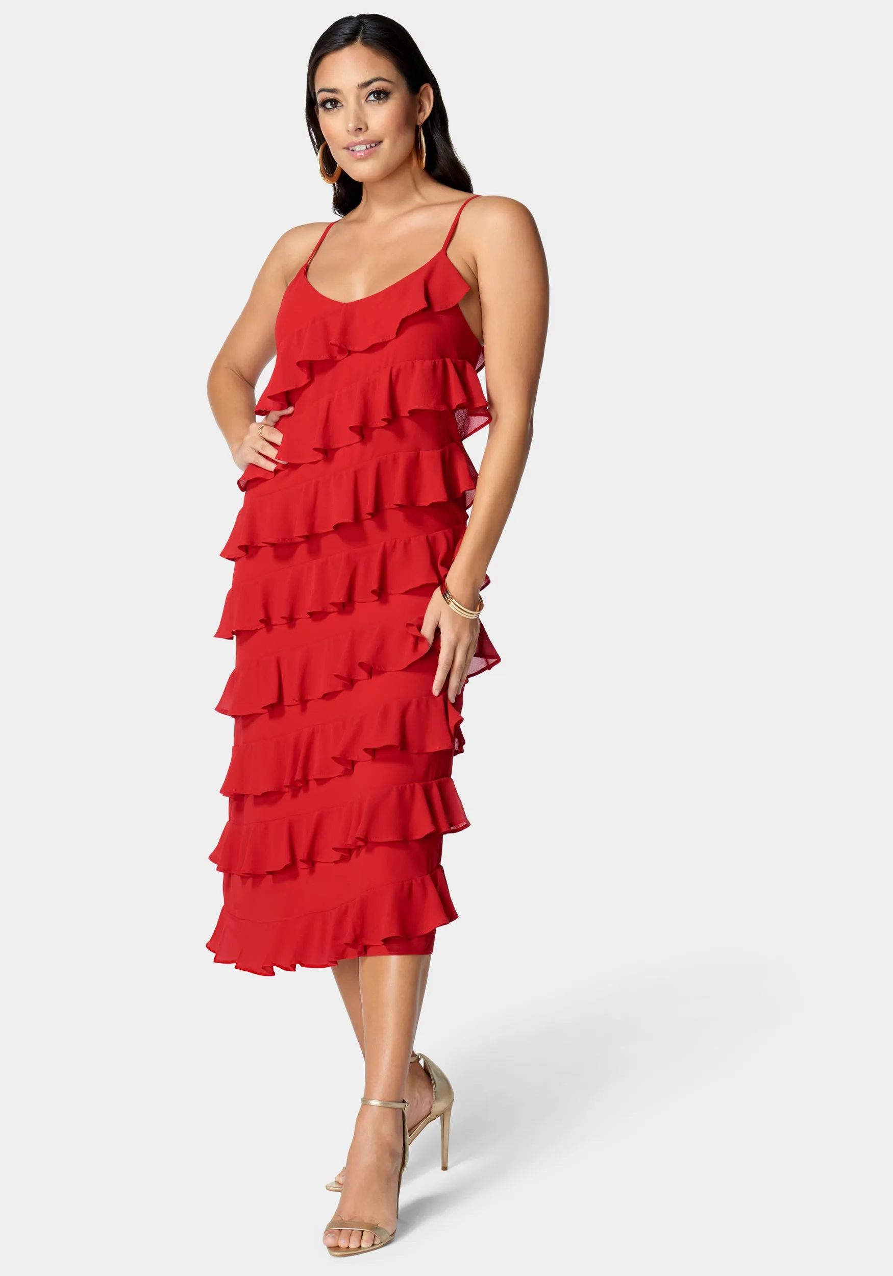 Ruffle Side Slit Maxi Dress sold by Bebe product image thumbnail 2