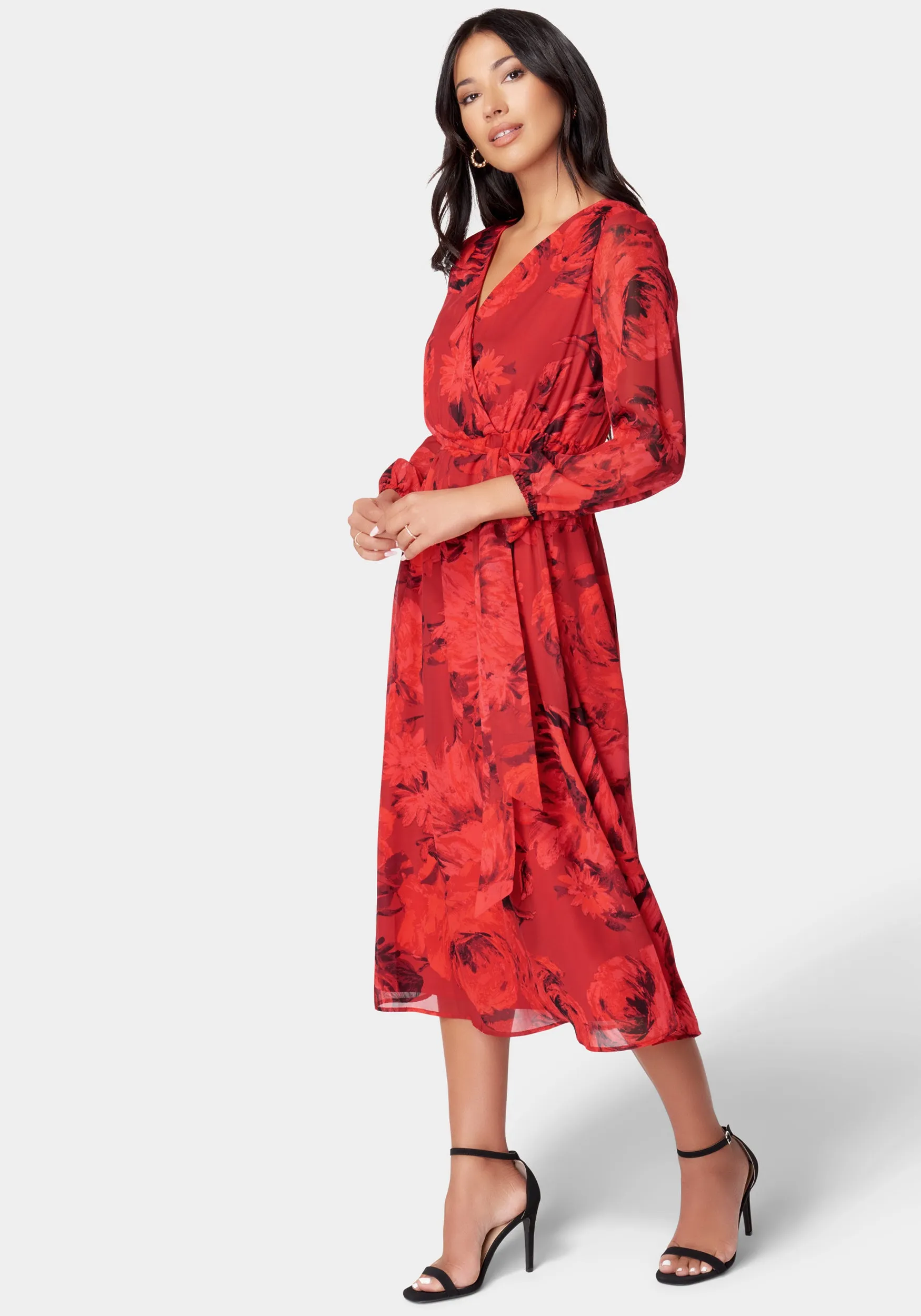 Printed Wrap Midi Dress sold by Bebe product image thumbnail 2