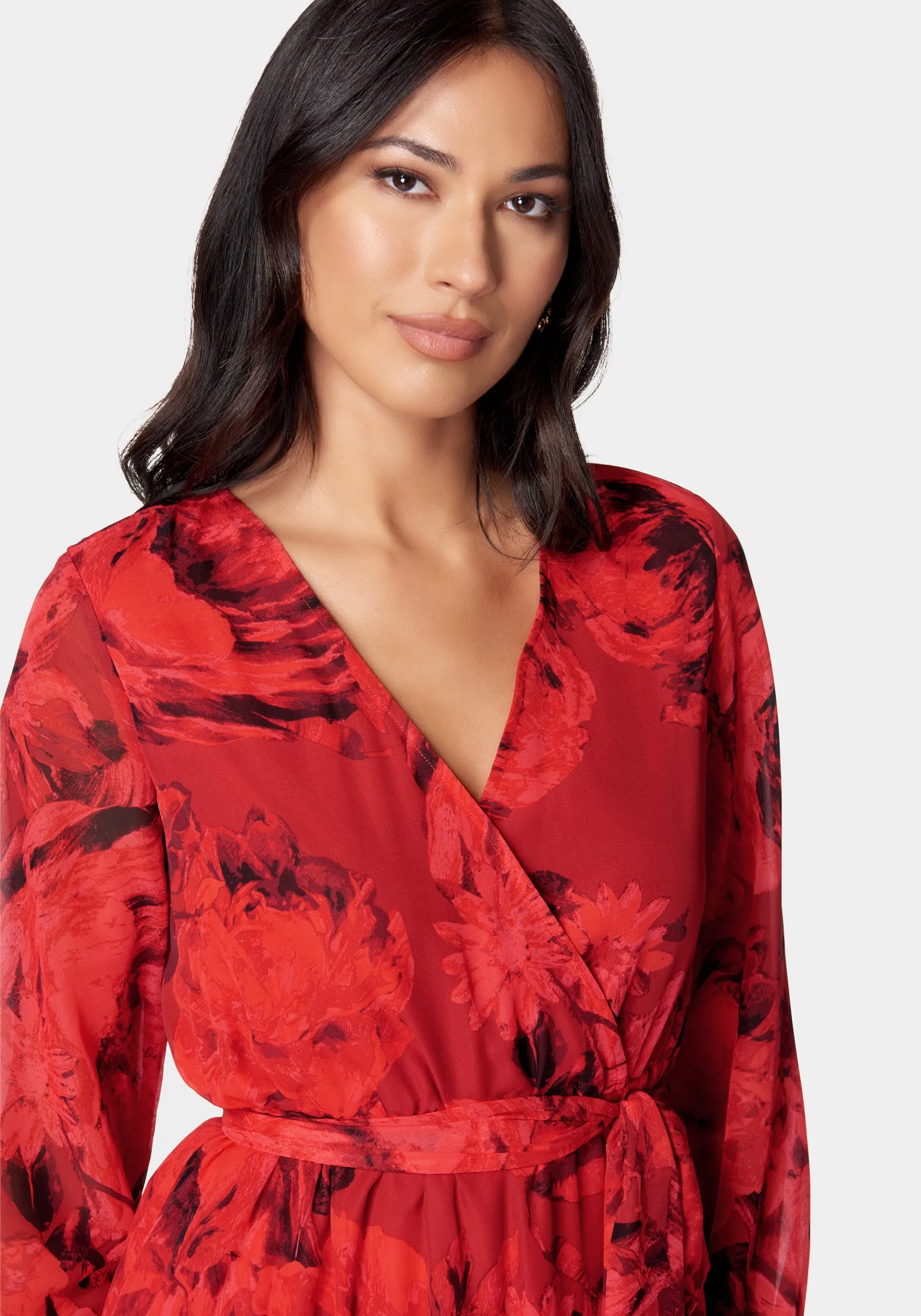 Printed Wrap Midi Dress sold by Bebe product image thumbnail 4