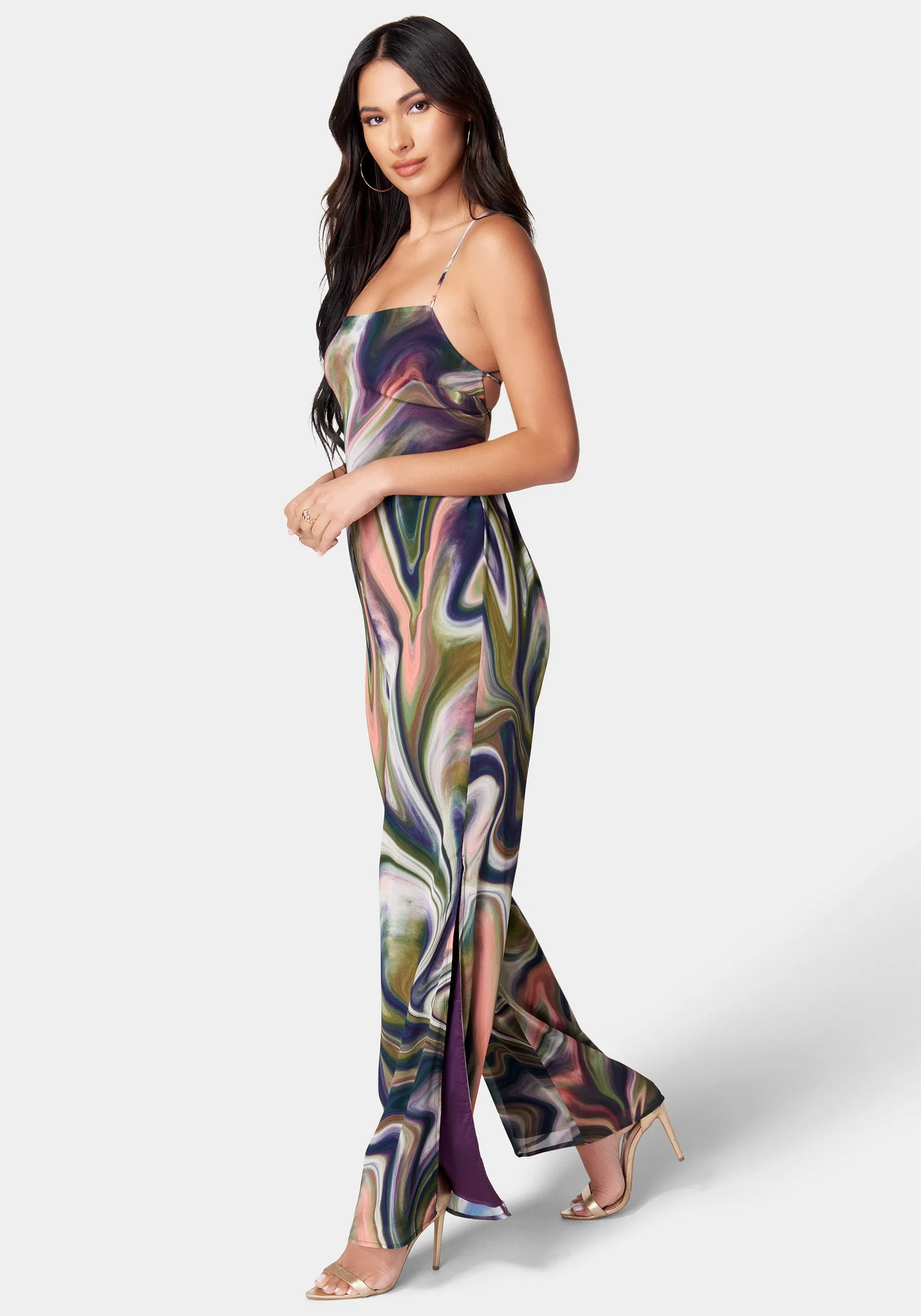 Lace-Up Side Slit Jumpsuit sold by Bebe product image thumbnail 2