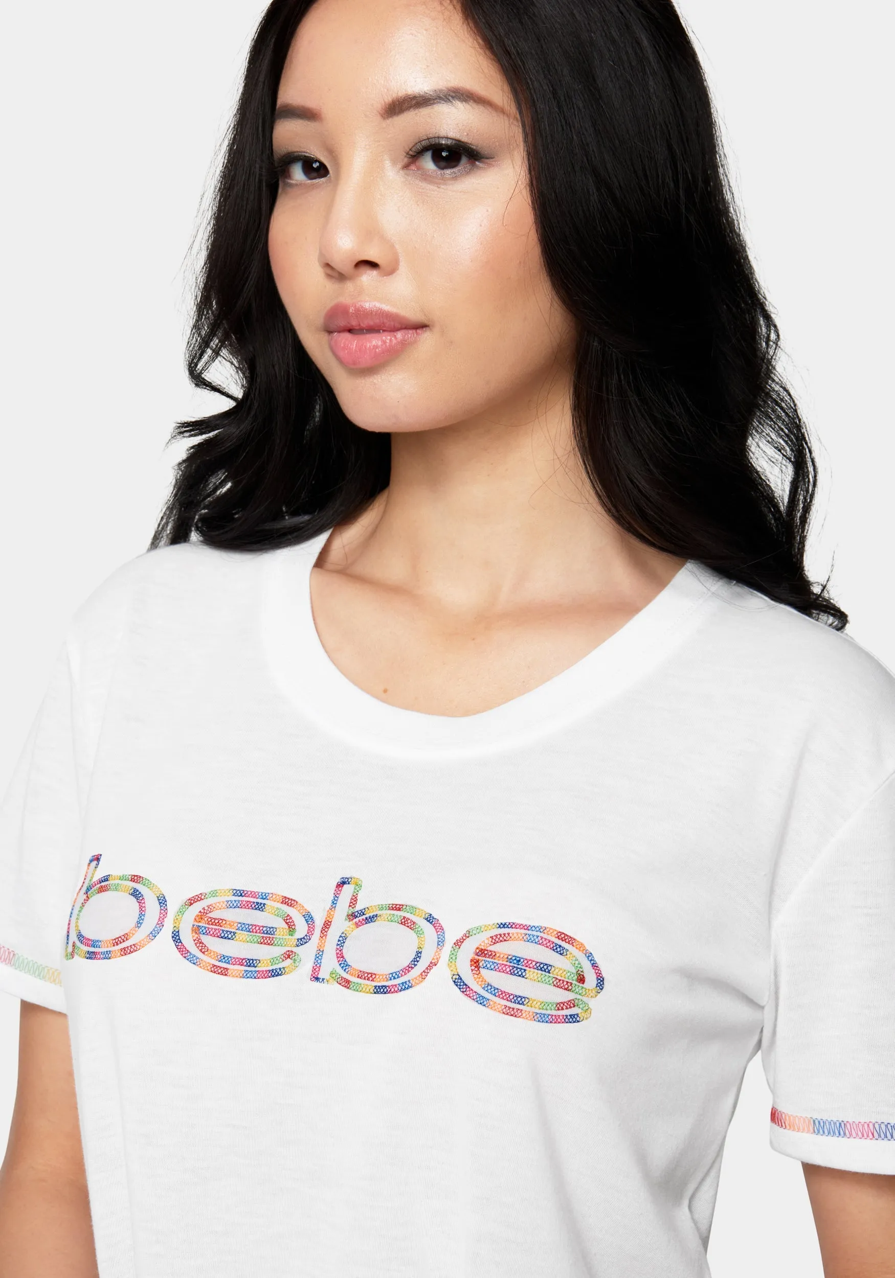 Bebe Logo Rainbow Coverstitch Tee sold by Bebe product image thumbnail 4