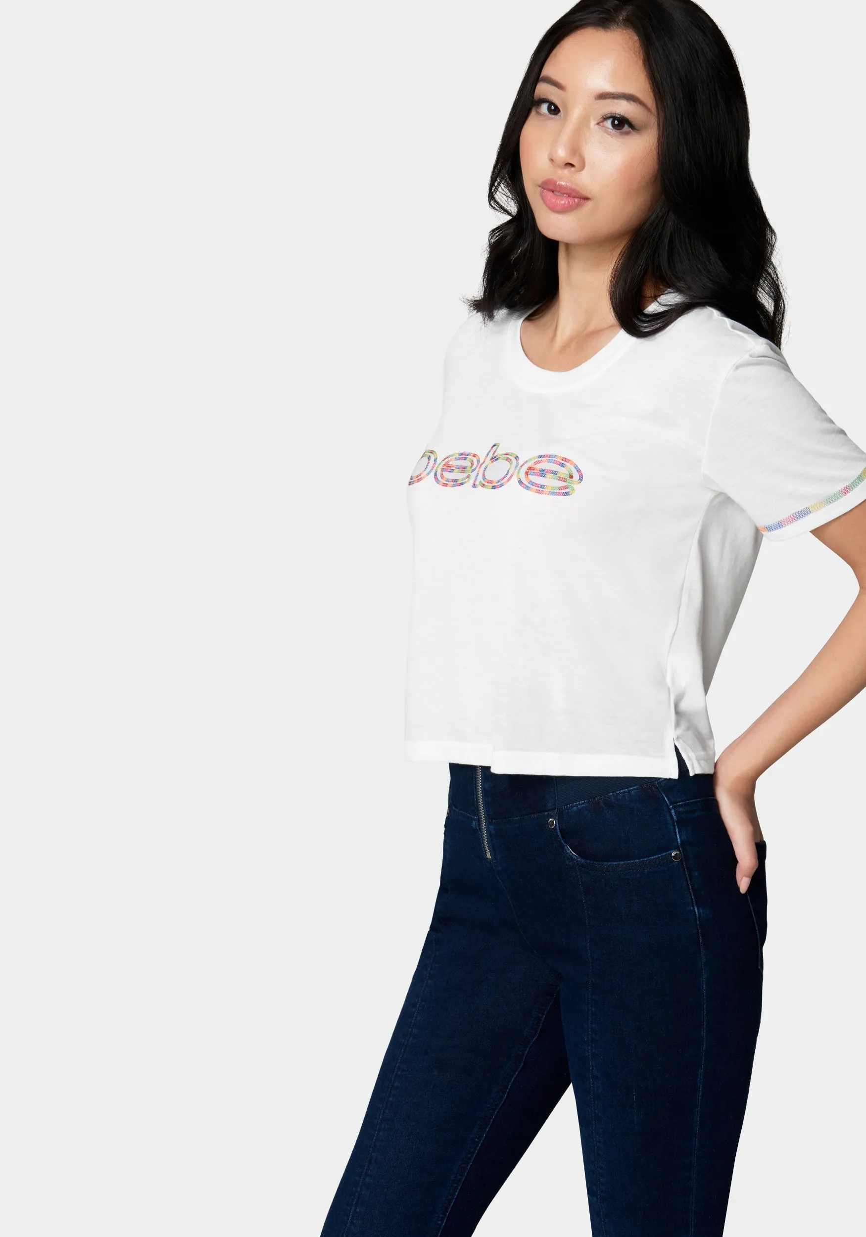 Bebe Logo Rainbow Coverstitch Tee sold by Bebe product image thumbnail 2