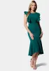 Open Back Ruffle Midi Dress sold by Bebe