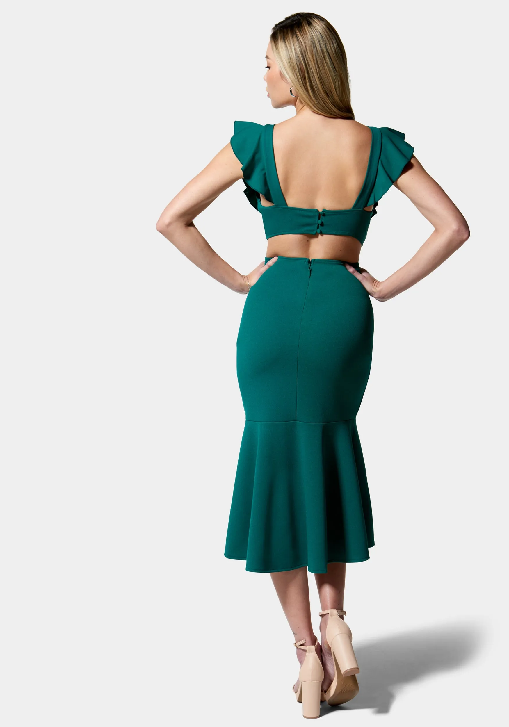 Open Back Ruffle Midi Dress sold by Bebe product image thumbnail 2