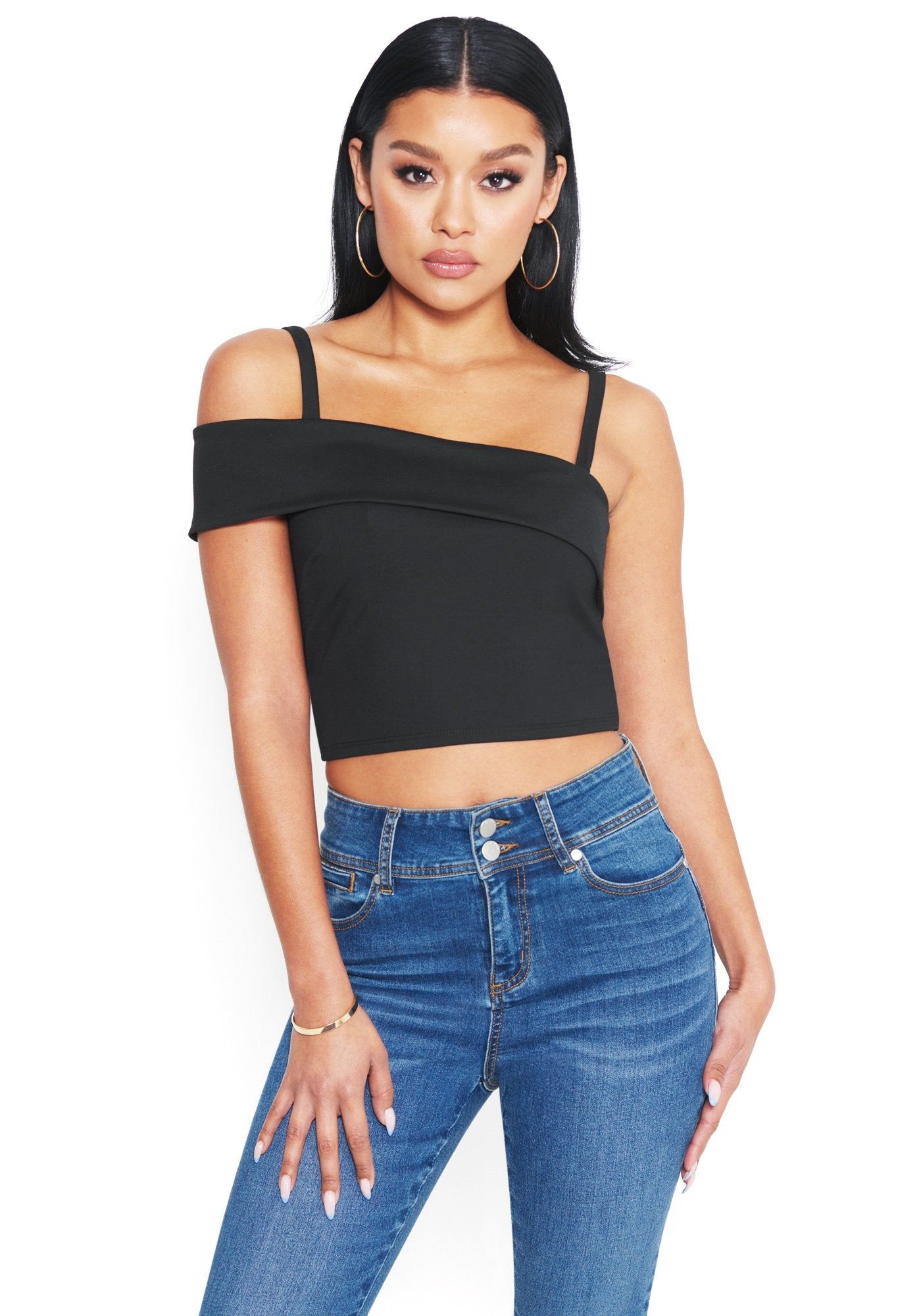 Knit Off Shoulder Crop Top sold by Bebe