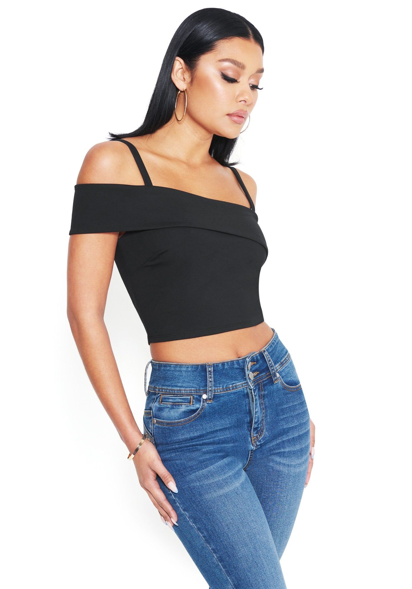 Knit Off Shoulder Crop Top sold by Bebe product image thumbnail 2