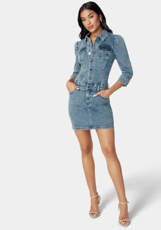 Drop Waist Denim Dress sold by Bebe