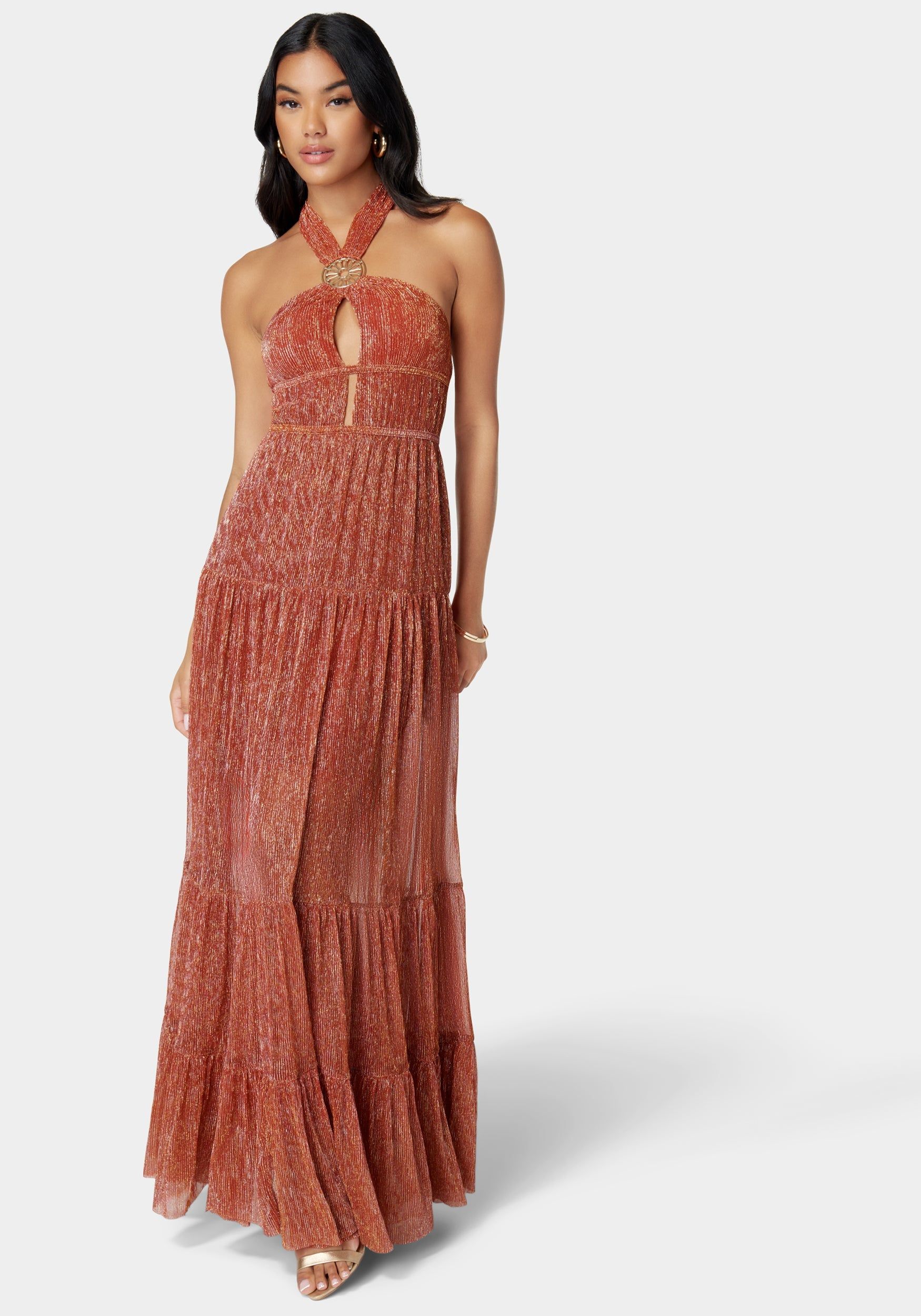 Metallic Plissé Knit Maxi sold by Bebe product image thumbnail 2