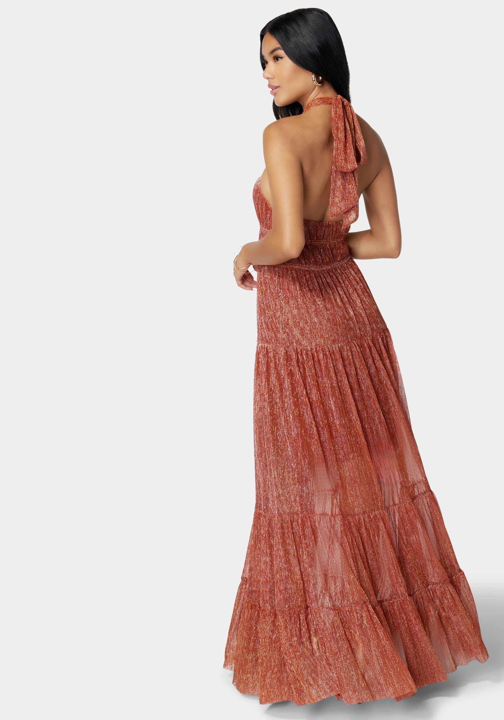 Metallic Plissé Knit Maxi sold by Bebe product image thumbnail 4
