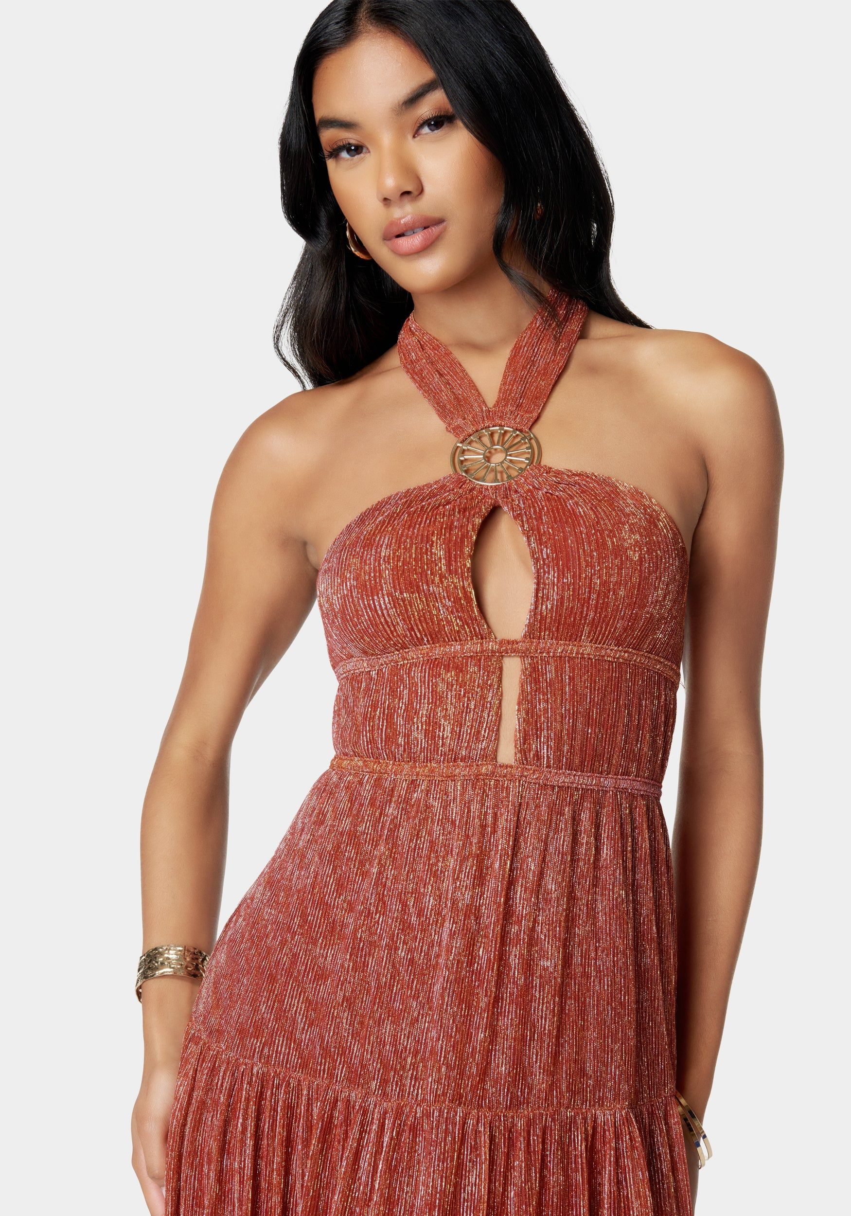 Metallic Plissé Knit Maxi sold by Bebe product image thumbnail 5