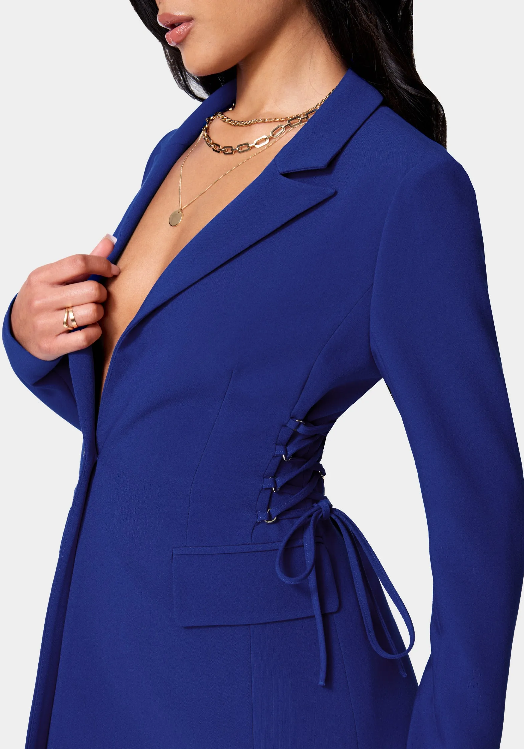 Side Corset Detail Tailored Twill Jacket sold by Bebe product image thumbnail 4