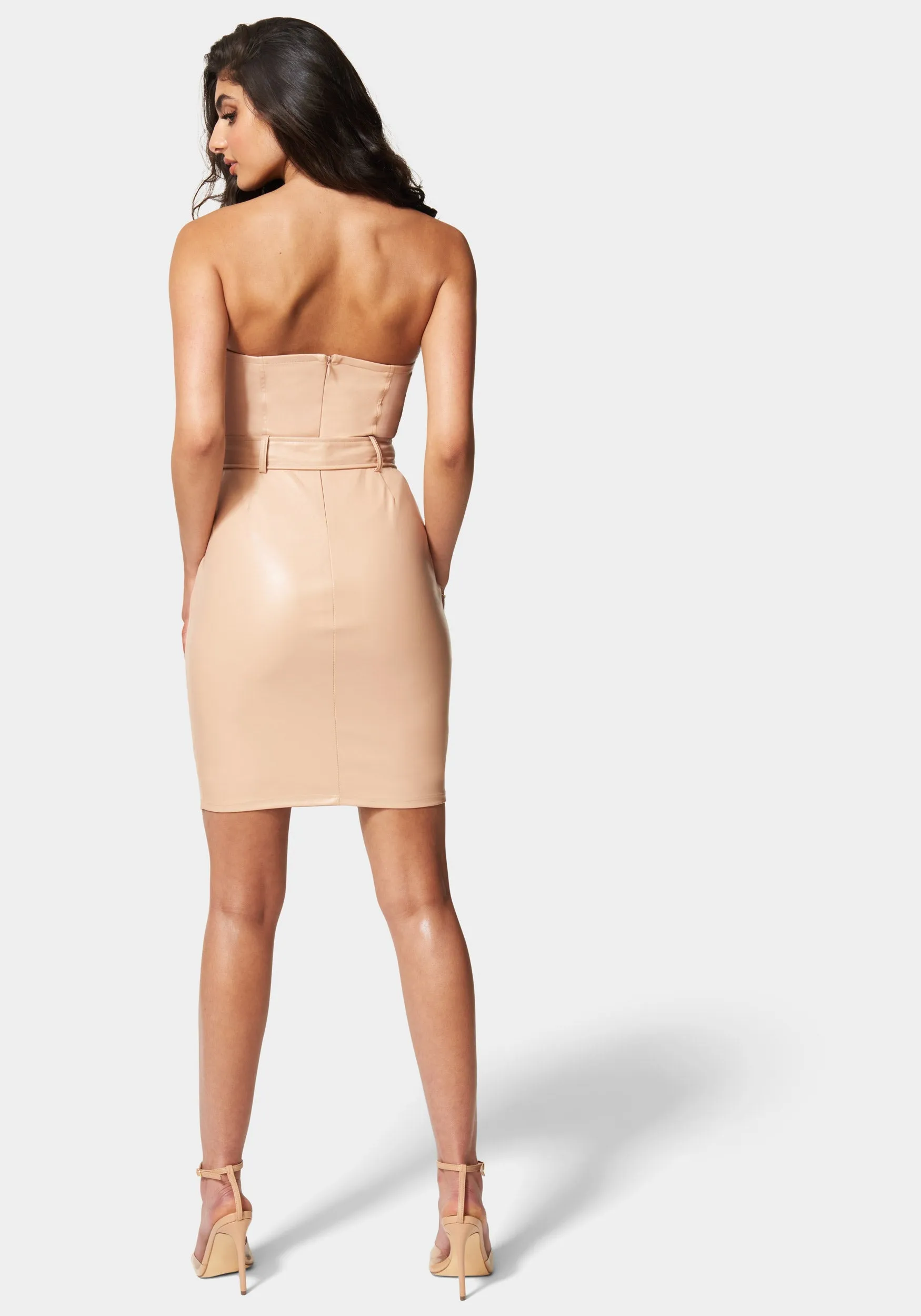 Vegan Leather Sweetheart Neck Mini Dress sold by Bebe product image thumbnail 3