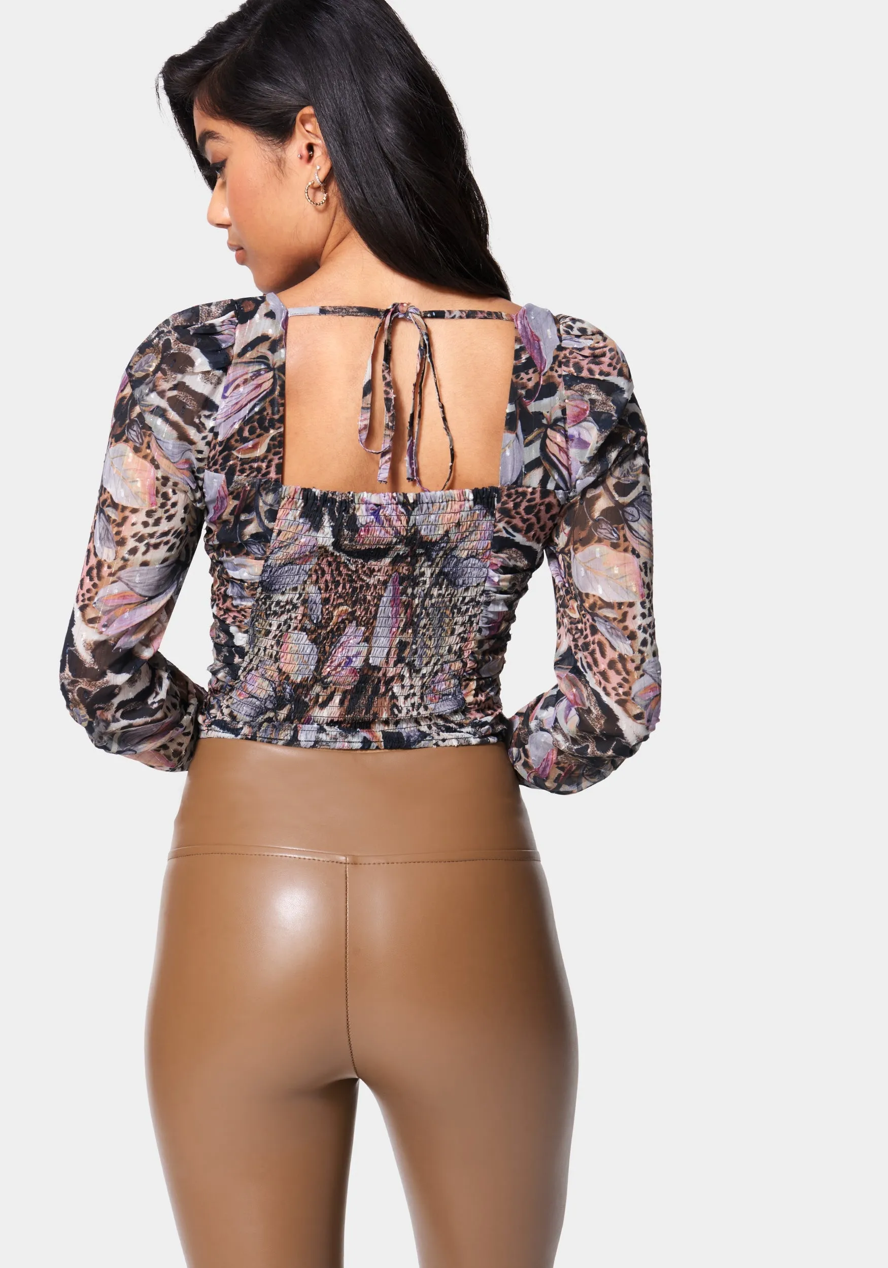 Puff Sleeve Ruched Woven Top sold by Bebe product image thumbnail 2