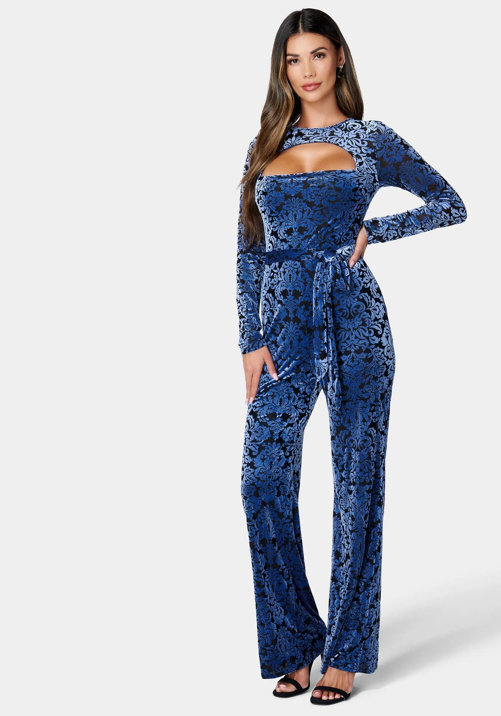 Velvet Burnout Jumpsuit sold by Bebe
