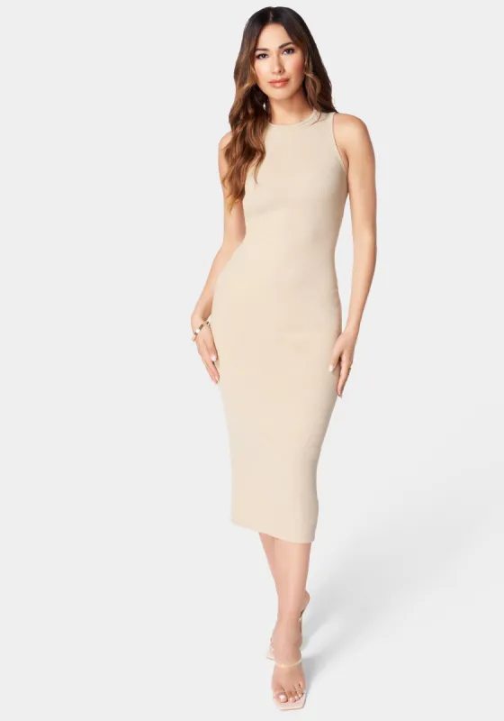 Rib Sleeveless Midi Dress sold by Bebe
