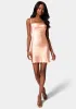 Satin Cowl Neck Slip Mini Dress sold by Bebe