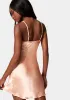 Satin Cowl Neck Slip Mini Dress sold by Bebe