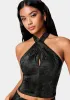 Vegan Leather Cross Front Top sold by Bebe