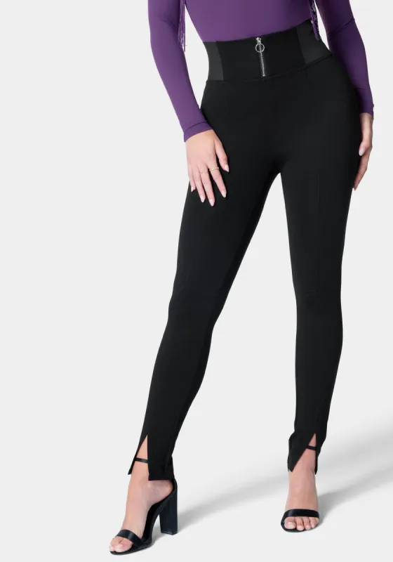 Elastic High Waist Slit Front Legging sold by Bebe