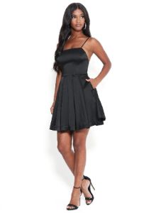Satin Flared Dress sold by Bebe
