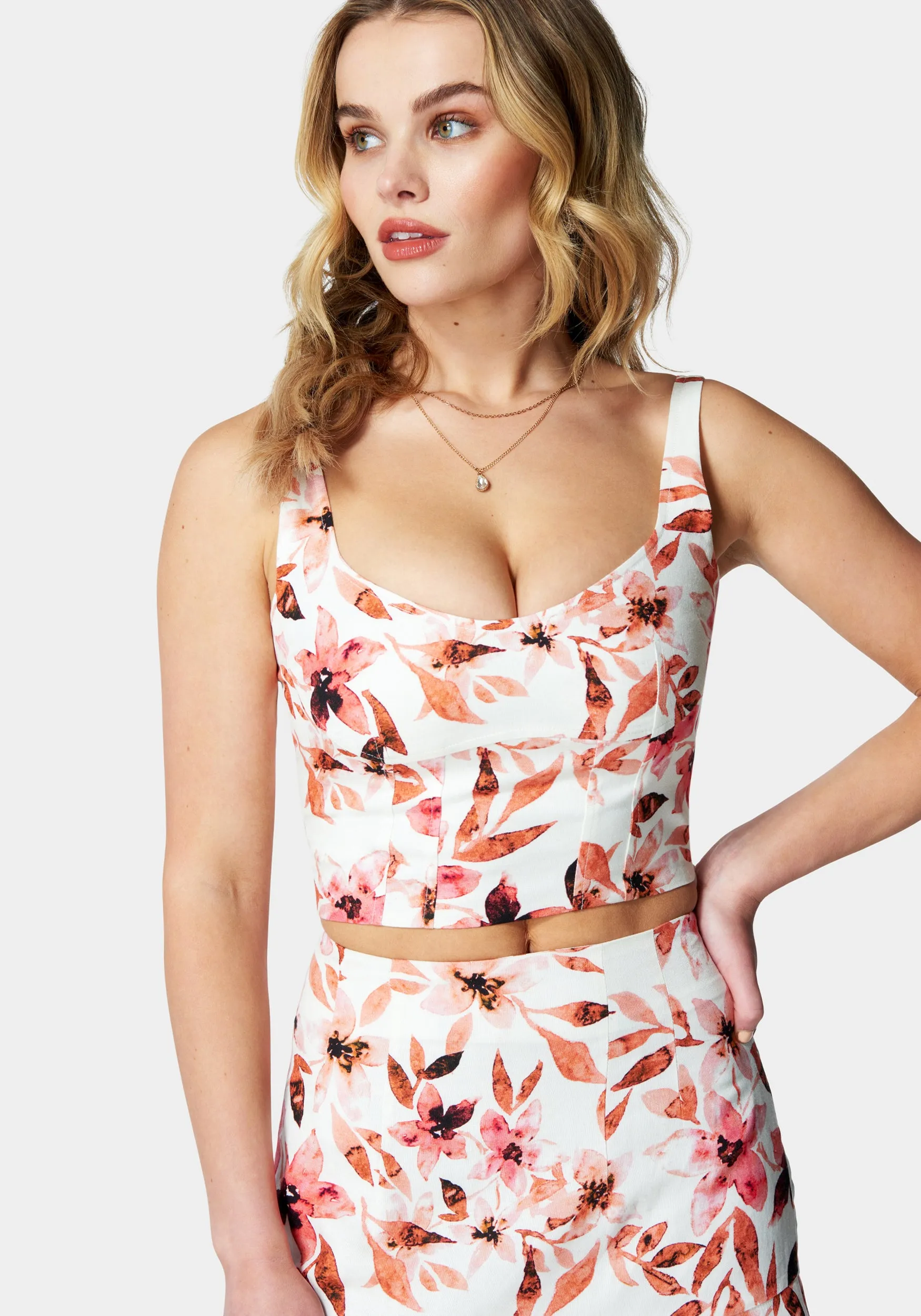 Printed Sweetheart Sleeveless Top & Mini Flared Skirt sold by Bebe product image thumbnail 4