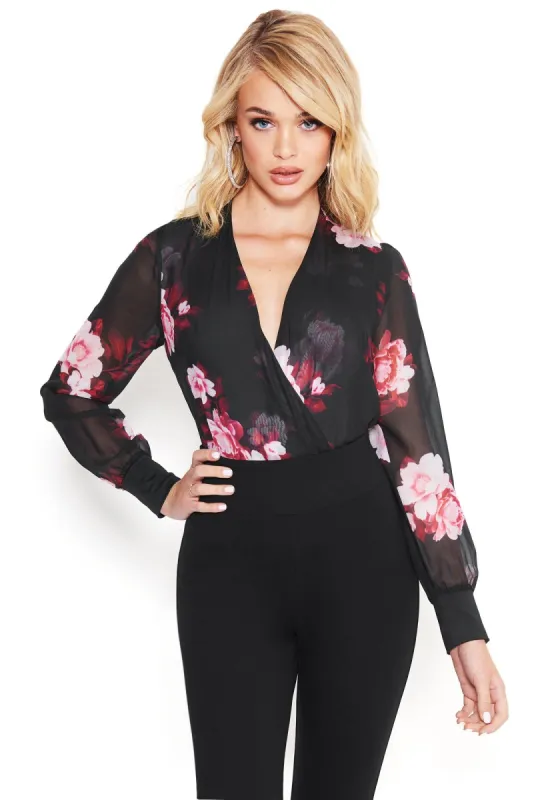 Print Wrap Bodysuit sold by Bebe